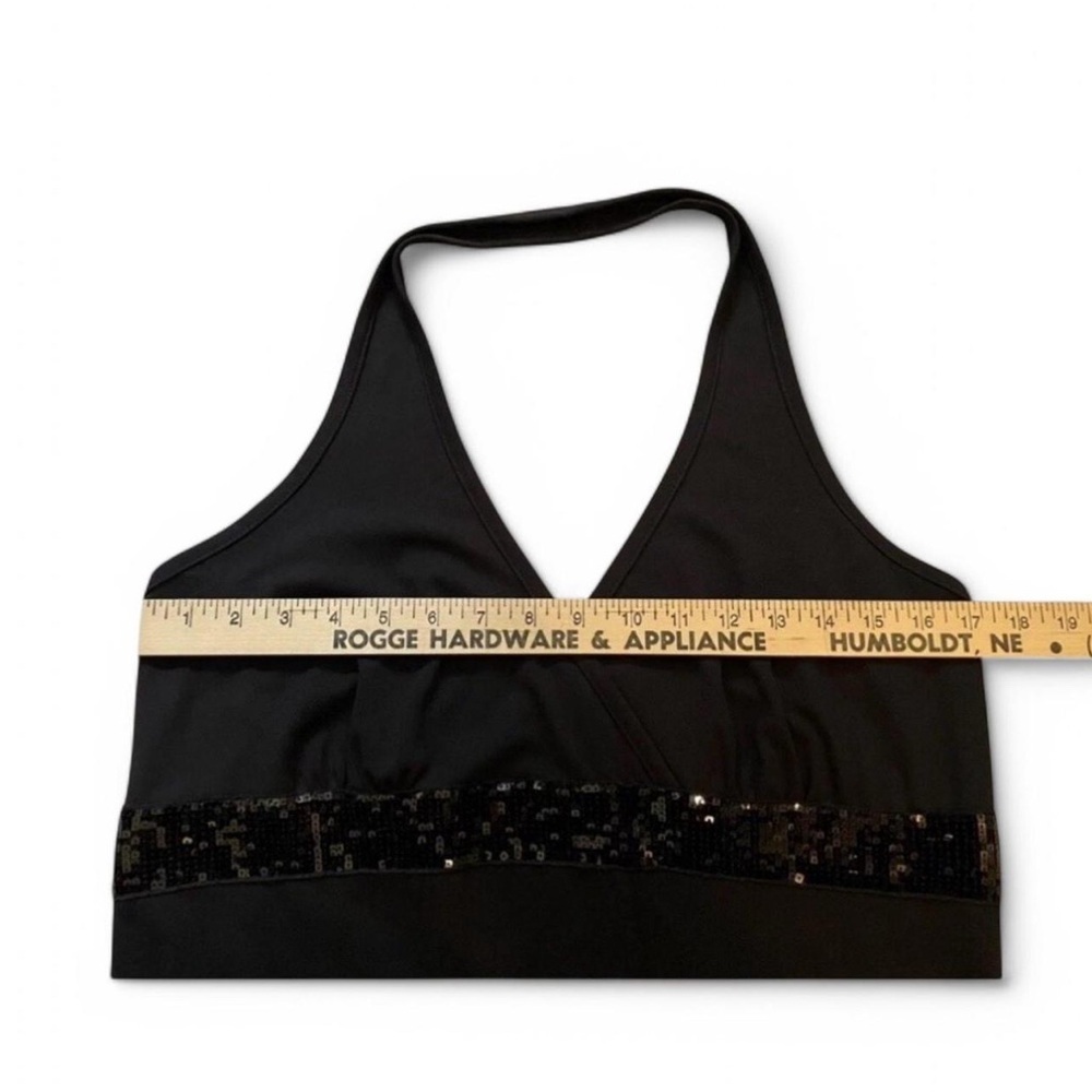 VTG y2k Taboo Women's 1X Black Halter Dress Handkerchief Hem Sequin - Picture 3 of 5